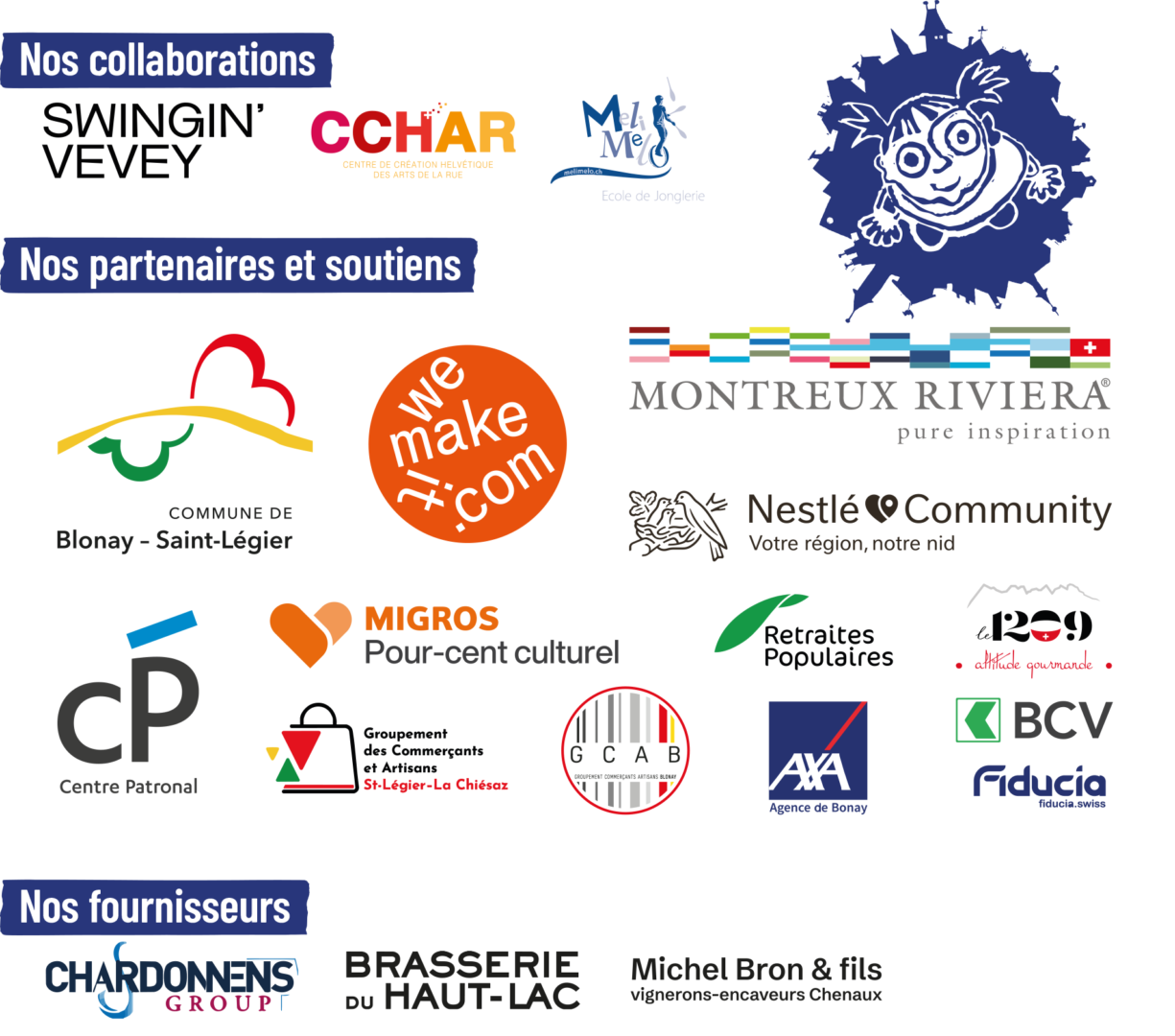 Sponsors du 2en1 Festival de théâtre de rue à Blonay